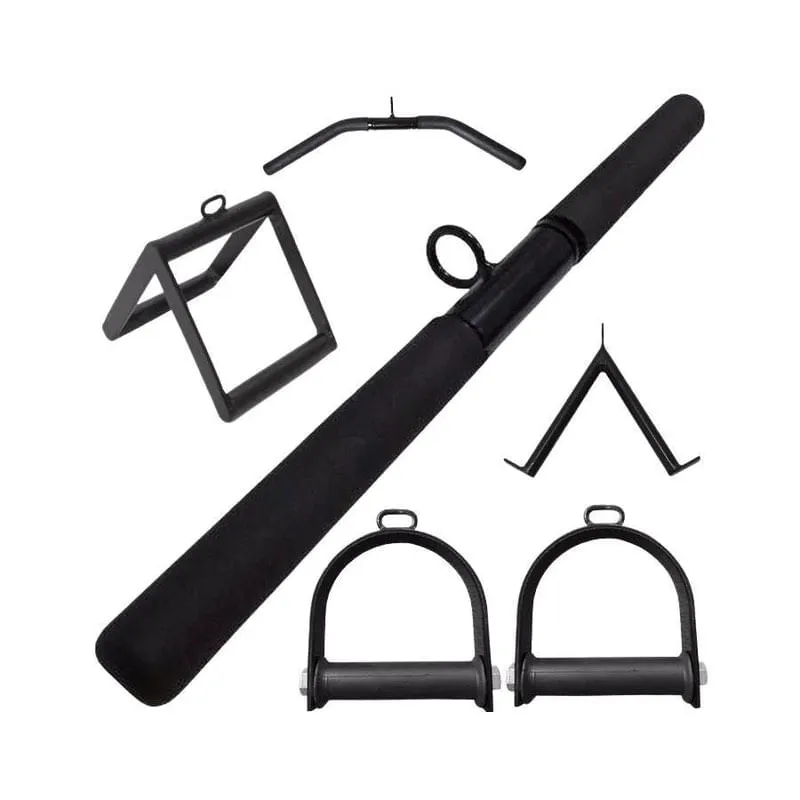 Kit Puxadores Musculação Reto Triangulo Estribo Curvo E V