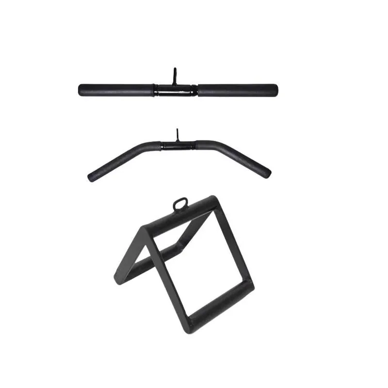 Kit Puxadores Musculação Academia Reto Curvo Puley Triangulo
