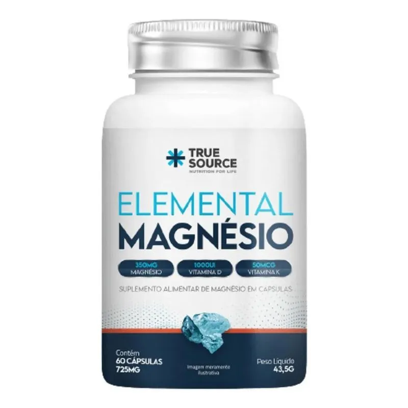 Elemental Magnésio 60 Cápsulas - True Source Sabor Sem Sabor