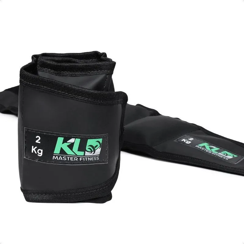 Par Caneleira Tornozeleira Kl Master Fitness Peso 2 Kg Preto