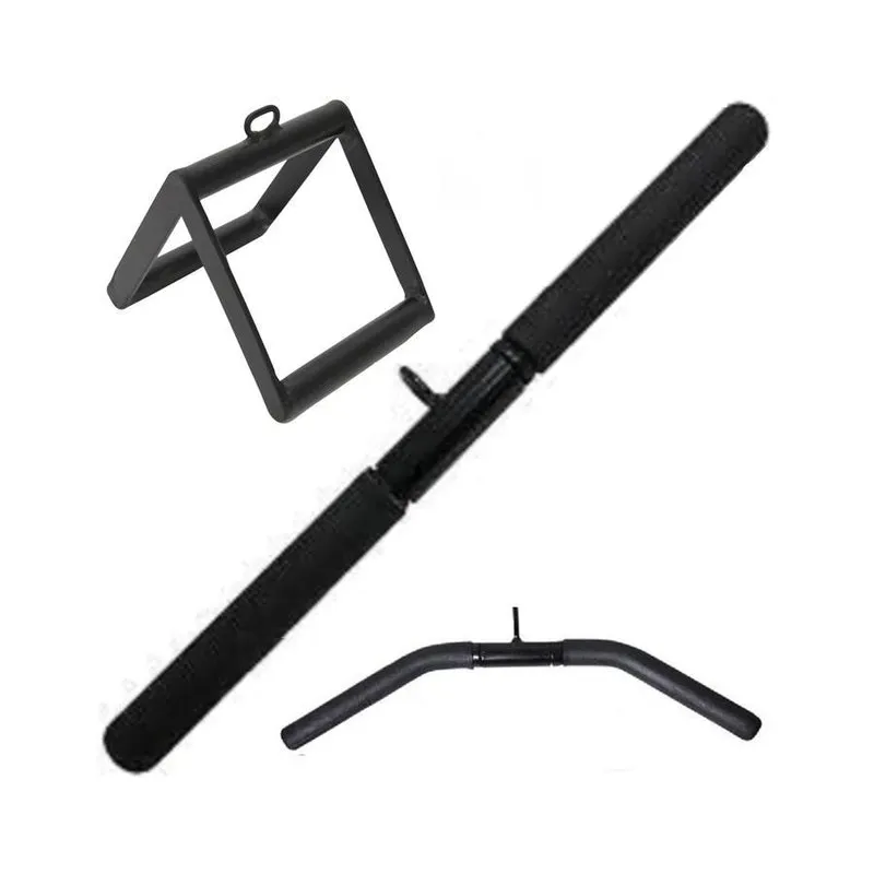 Kit Puxadores Musculação Academia Reto Curvo Puley Triangulo