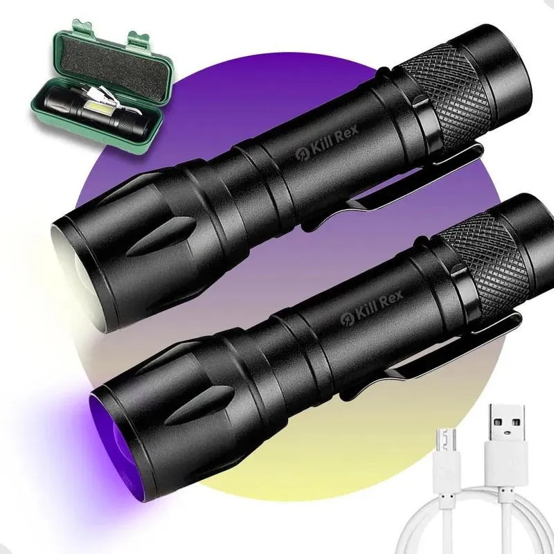 2x Kit 2 Lanterna, Led Branca + Uv Ultravioleta, Detecta Esc