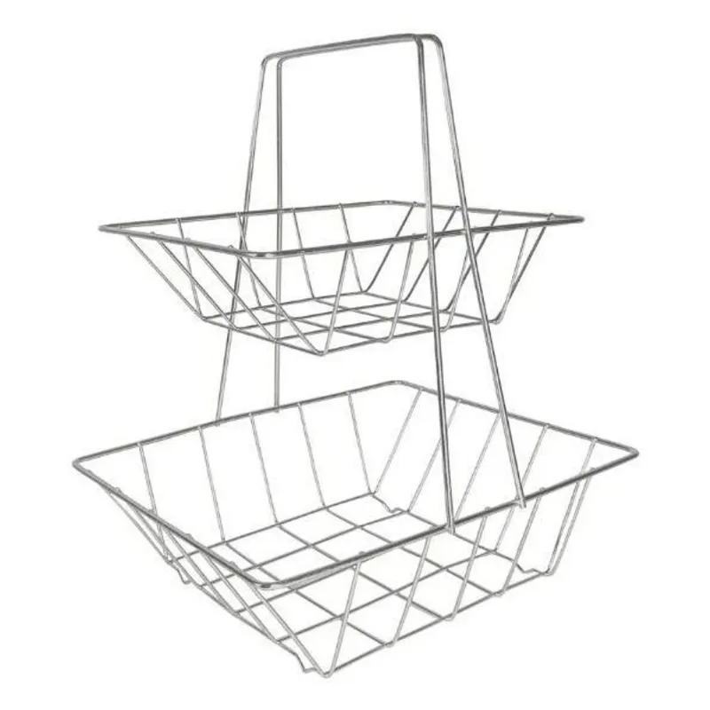 2x Fruteira De Mesa Dupla Cor Cromo