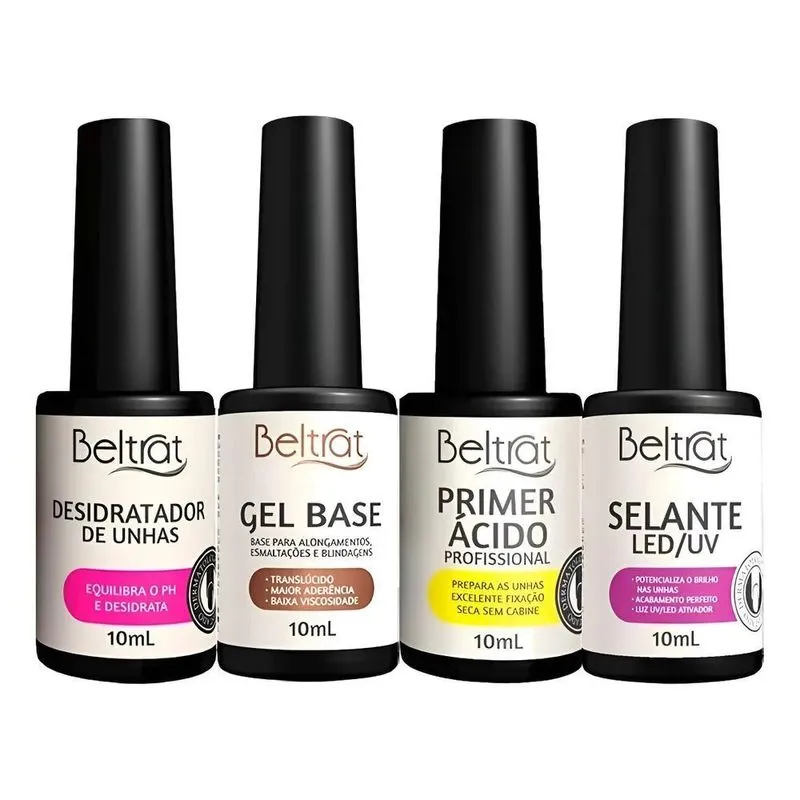 Kit Blindagem Das Unhas Preparadores E Gel Capa Base Beltrat
