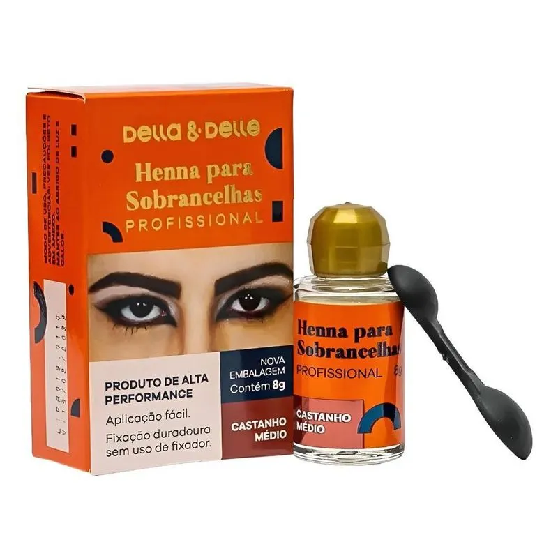 Henna Sobrancelhas Della & Delle: Cor Inten - Castanho Médio