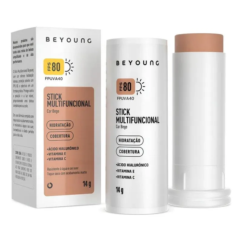 Beyoung Stick FPS 80: Pele Protegida, Cobertura Natur - Bege