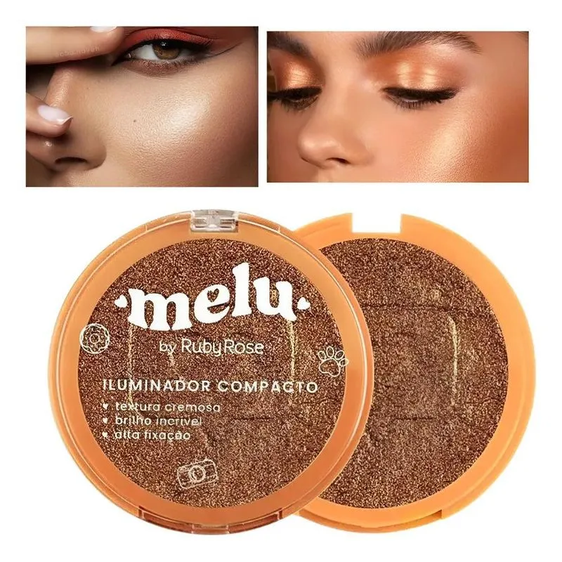 Iluminador Facial Pó Compacto - Melu Ruby Rose - 3 Cores