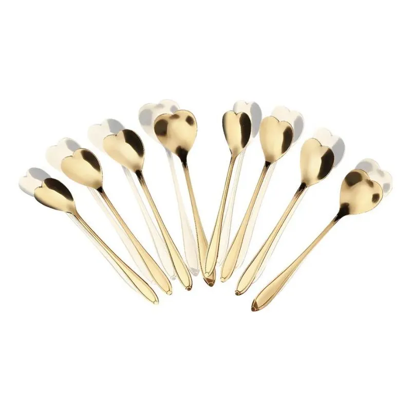 2x Colheres Aço Inox Douradas Heart Coração 13cm Classic
