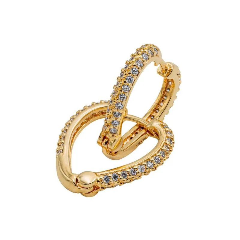 Brinco Coração Banhado Ouro 18k Cravejado Com Zircônias