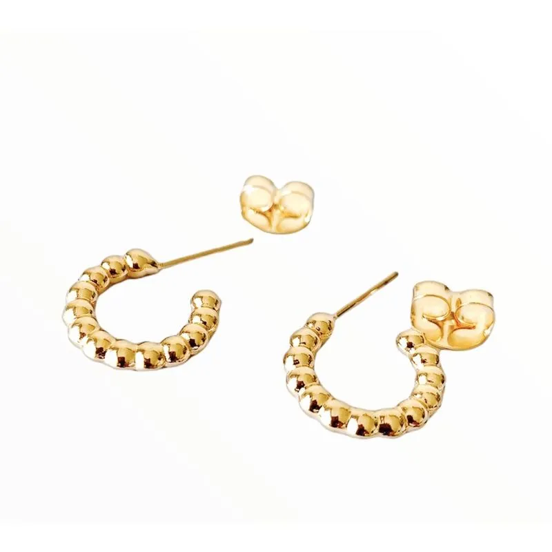 Brinco Argola Bolinhas Lisa Banhado Ouro 18K