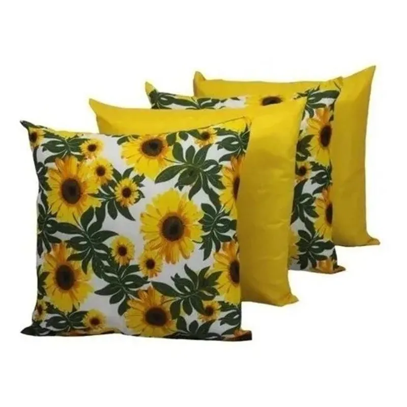 5x Kit 4 Capas De Almofada Com Zíper 45x45cm Lisa E Estampad