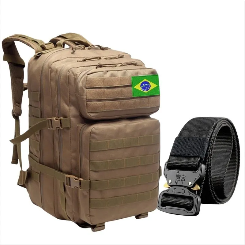 Mochila Militar Resistente A Água 40l E Cinto Tático Moderno