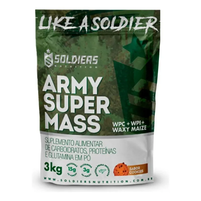 Hipercalórico Army Super Mass - 3kg - Sabor Cookies - Soldie