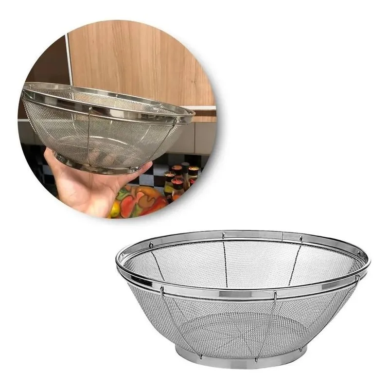 3x Escorredor Multiuso Aço Inox 27cm Mimo Style