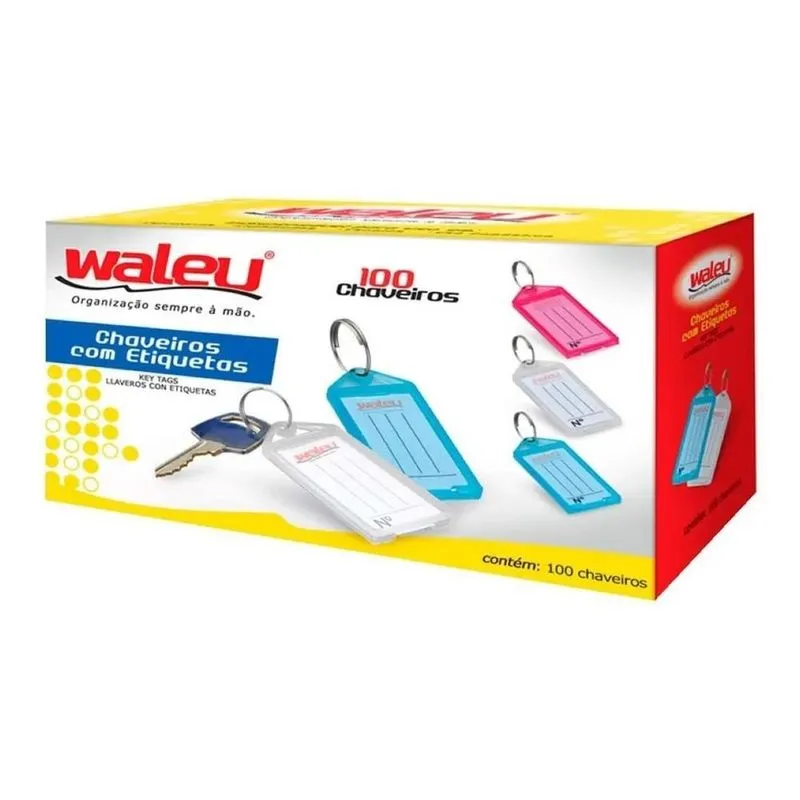 5x Chaveiro Com Etiqueta Organizador Waleu 100 Unidades