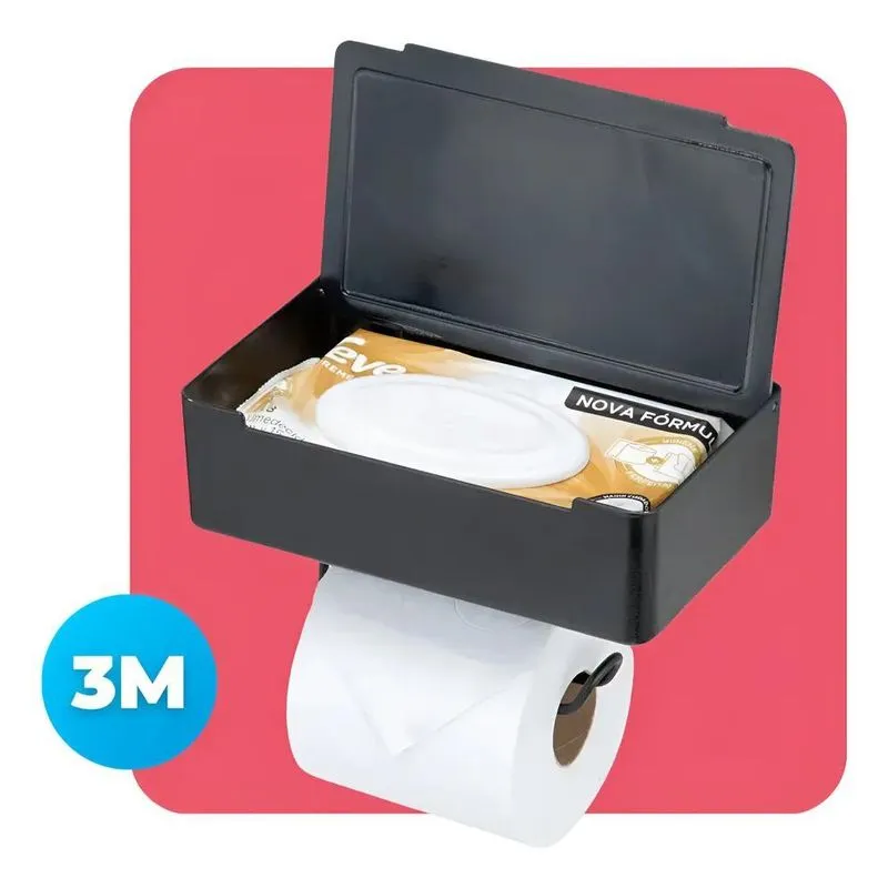 Porta Papel Higiênico Lenço Umedecido Parede Banheiro Lavabo