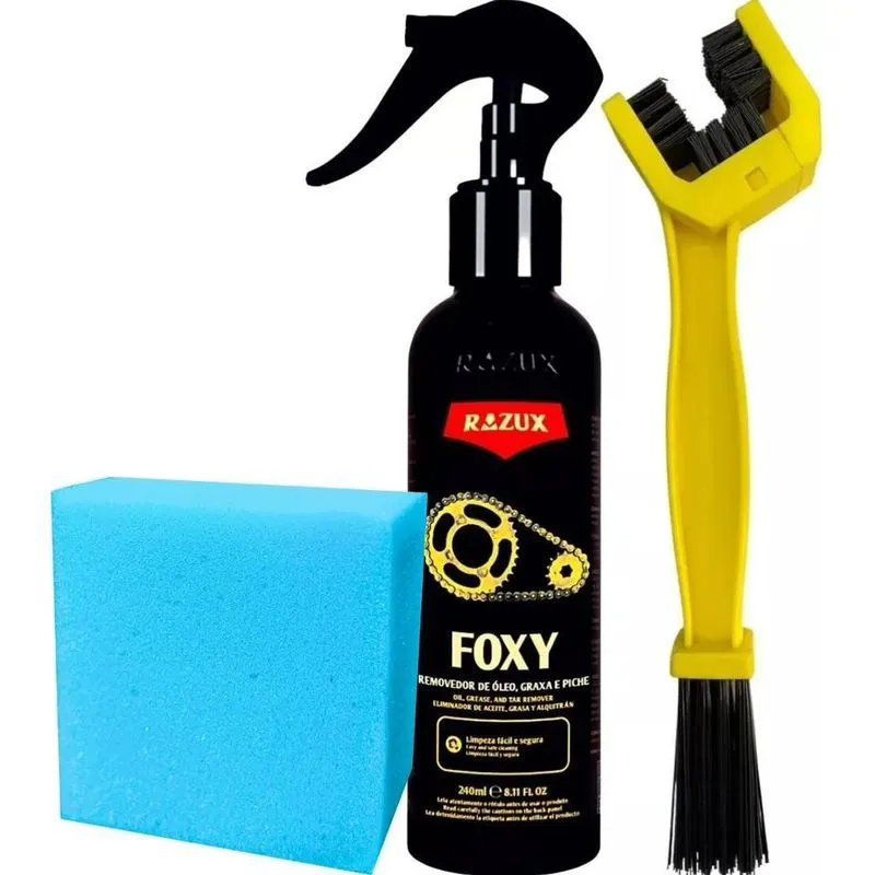 Foxy Remove Óleo Graxa Limpa Corrente Razux 240ml + Escova