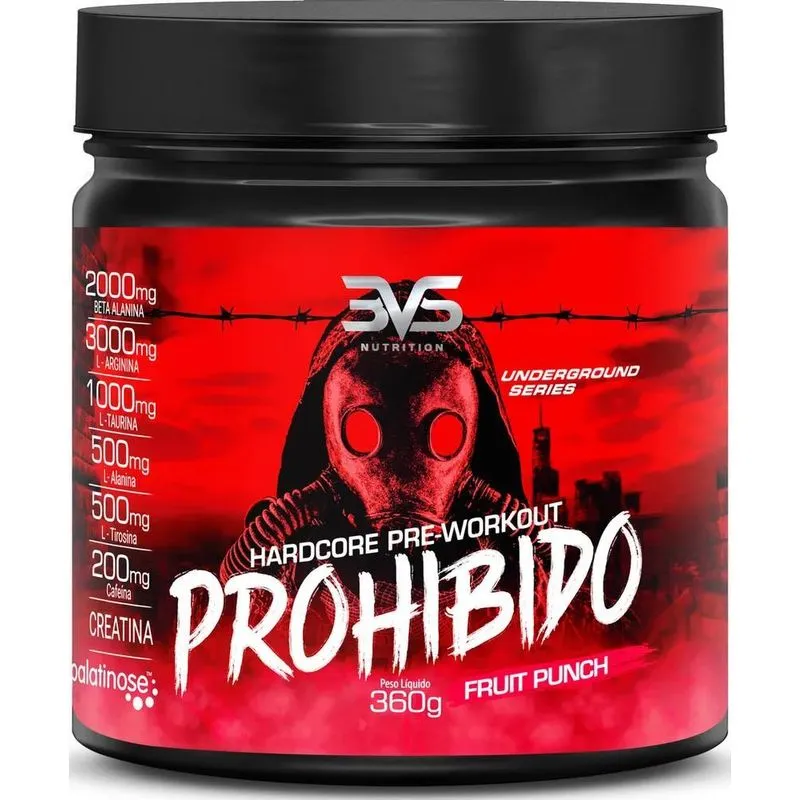 5x Prohibido Pré Treino 360g - Sabor: Fruit Punch - A Combin