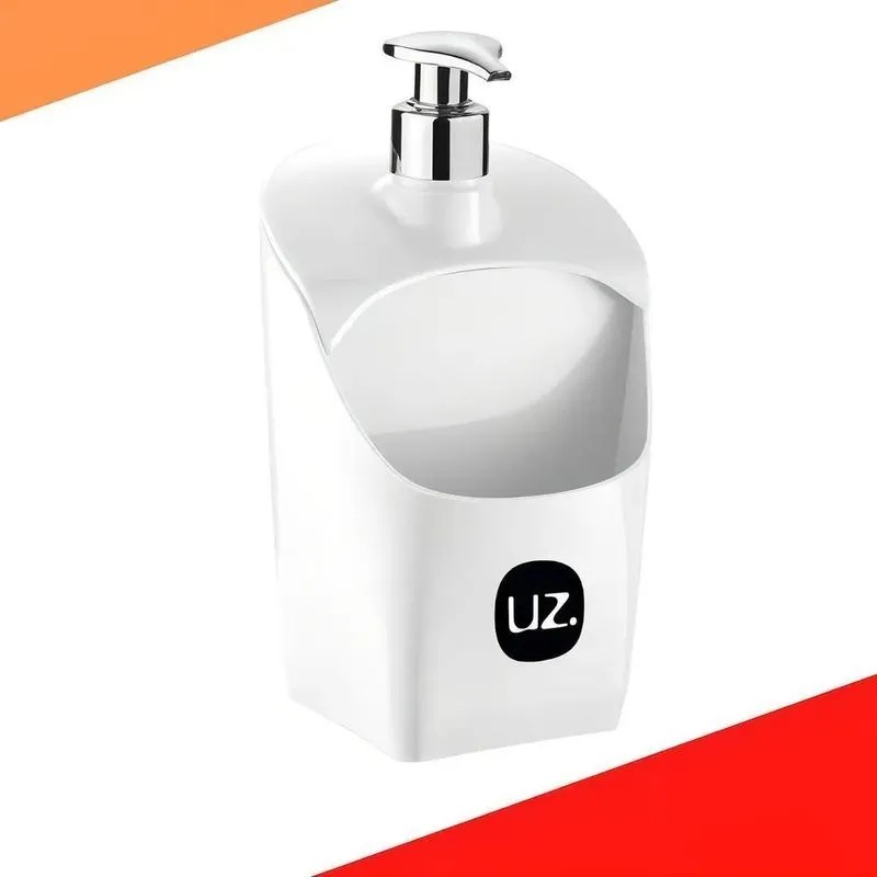 3x Dispenser Para Detergente E Bucha Branco Cromado Uz