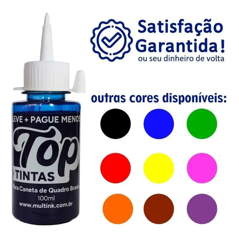 Tinta Caneta Pincel Marcador Quadro Branco 100ml Top Tin Azu