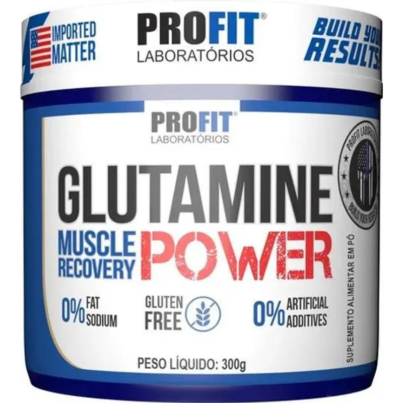 10x Glutamina Power Em Pó - Pote 300g - Profit Sabor Sem Sa