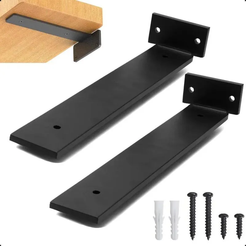 3x 15cm - Mão Francesa Cantoneira Preta Invisível - Rio Desi