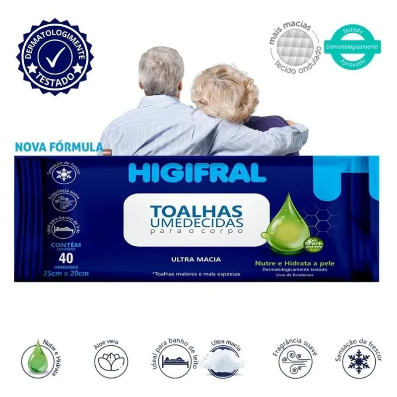 5x Higifral Adulto, Lenço Umedecido - 40 - Unidade - 1