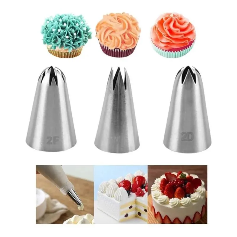 5x Kit 03 Bicos Pitanga 1m 2d 2f Sem Emenda Confeitar Doces