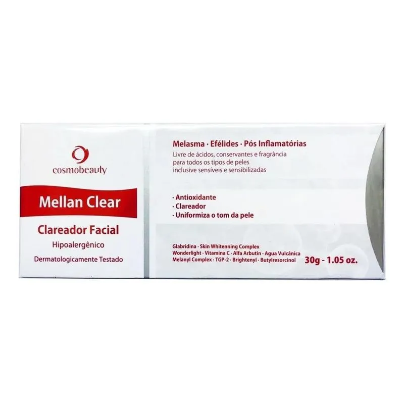 2x Cosmobeauty Clareador Facial Mellan Clear 30g