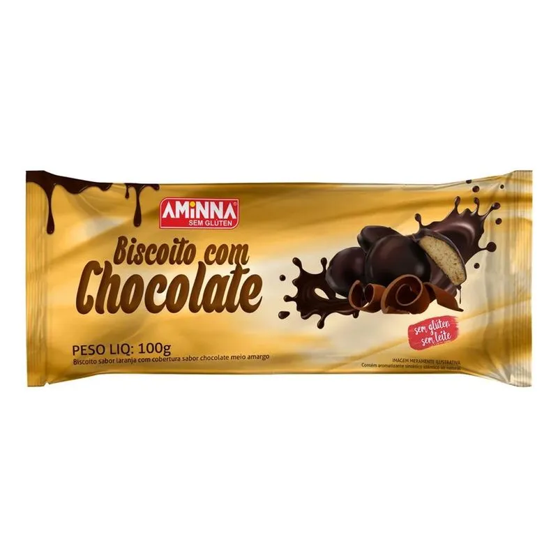 5x Biscoito Chocolate Sem Glúten Zero Lactose Aminna Caixa