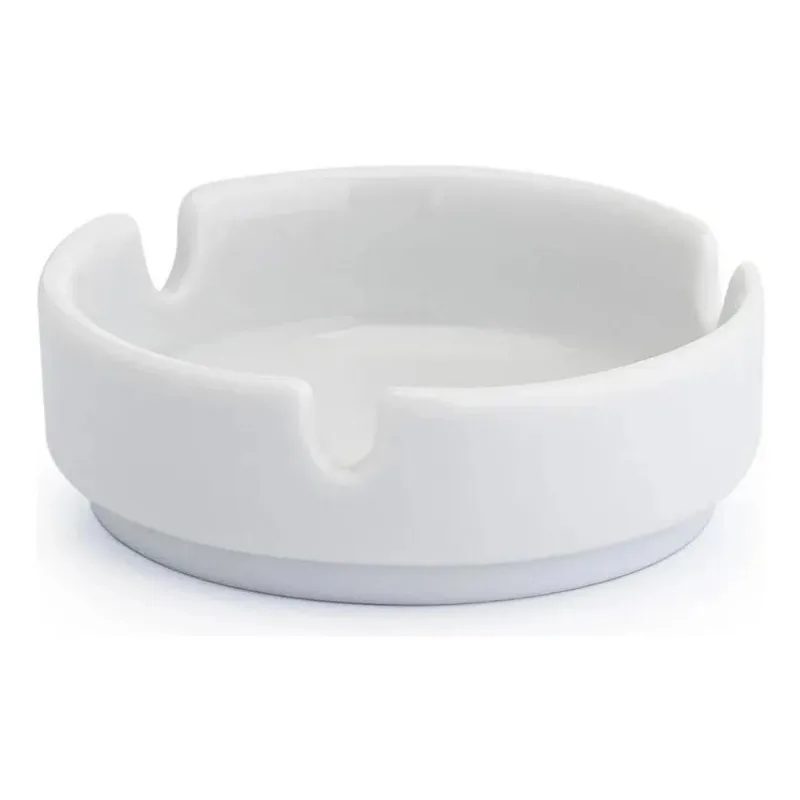 Kit 3 Cinzeiro Porcelana Branca Cinzeiros Redondo 8,5cm Cor