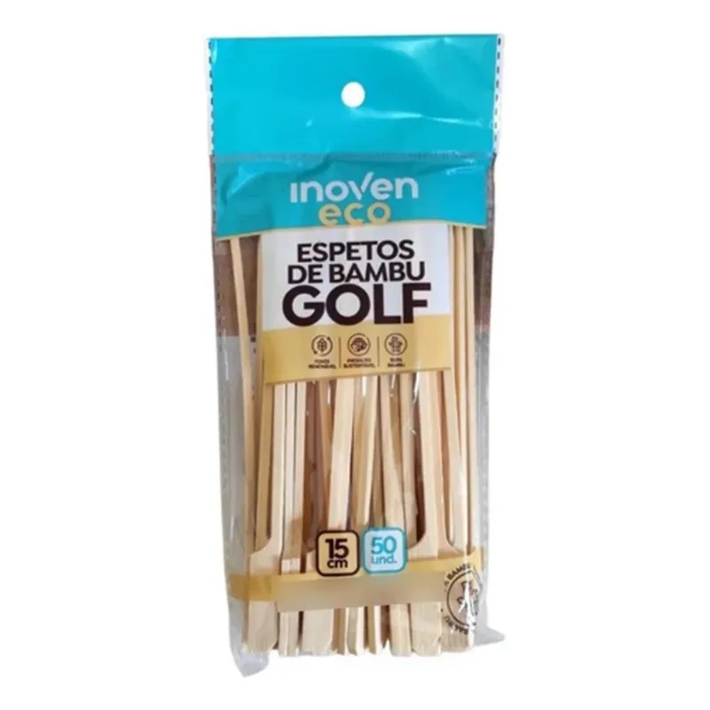 Espeto Bambu Golf 15cm Lanche Hamburger Gourmet Festa 500un