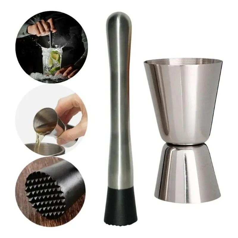 Macerador Socador Frutas E Dosador Duplo Inox 25/50 Ml Drink