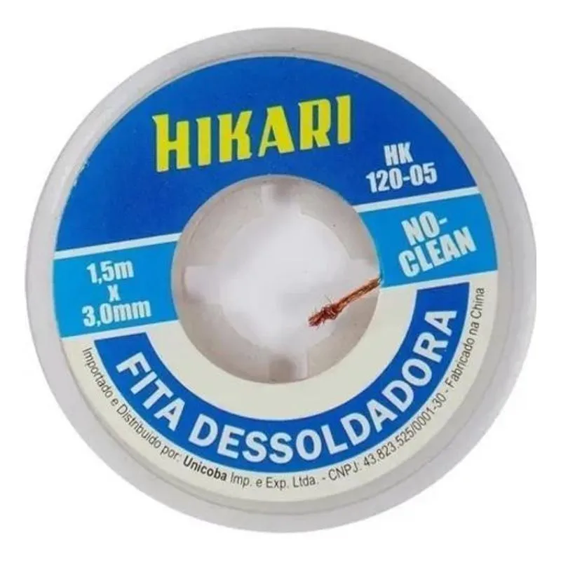 5x Fita Dessoldadora Malha Hk120 1,5m X 3mm Hikari