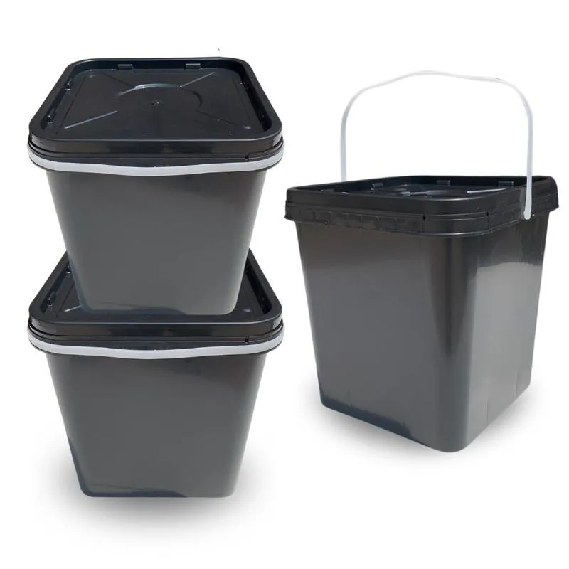 Balde 16l Quadrado Para Argamassa Com Tampa Lacre 02 Pçs