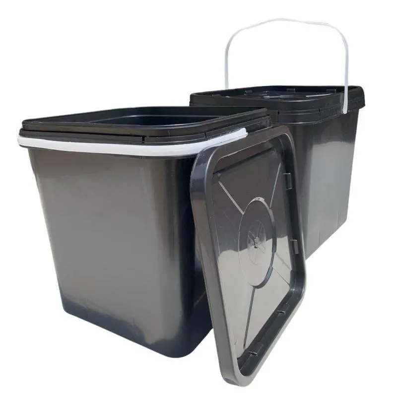 Balde Quadrado 16l Para Depilação Tampa Lacre Lacre 02 Pçs