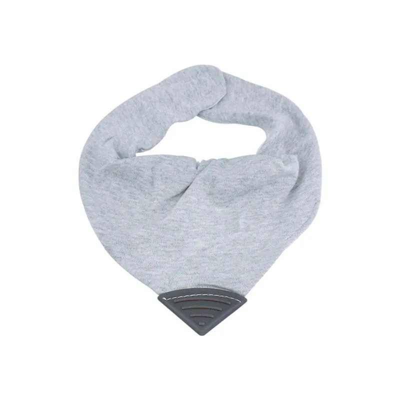 Babador Bandana Com Mordedor Em Silicone Jeans Cinza