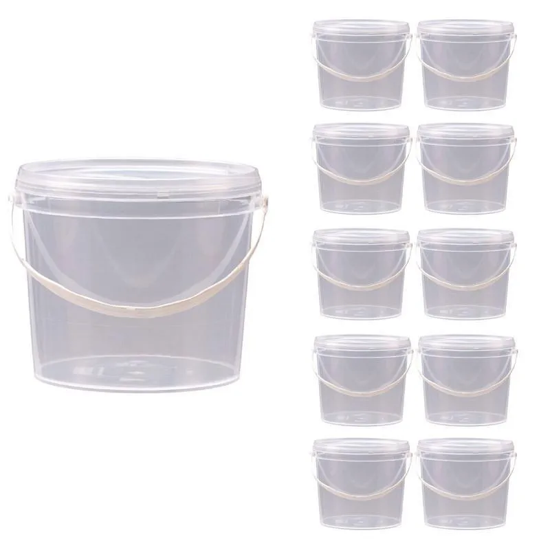 Balde Transparente Com Tampa Transparente Farinha 10 Pçs