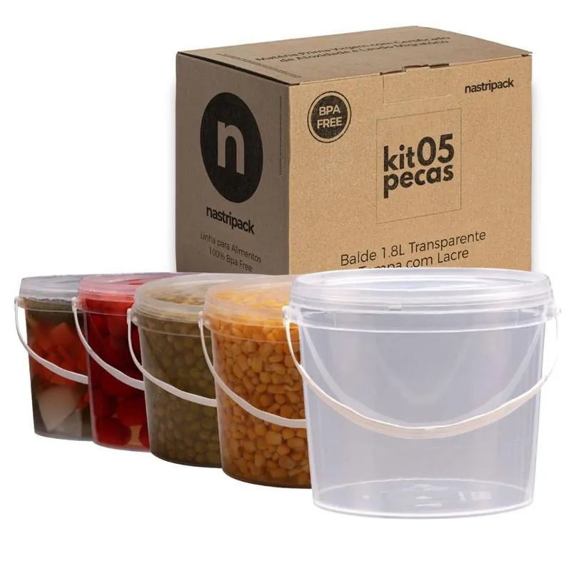 Balde 1.8L Resistente A Quebras 5 Pçs