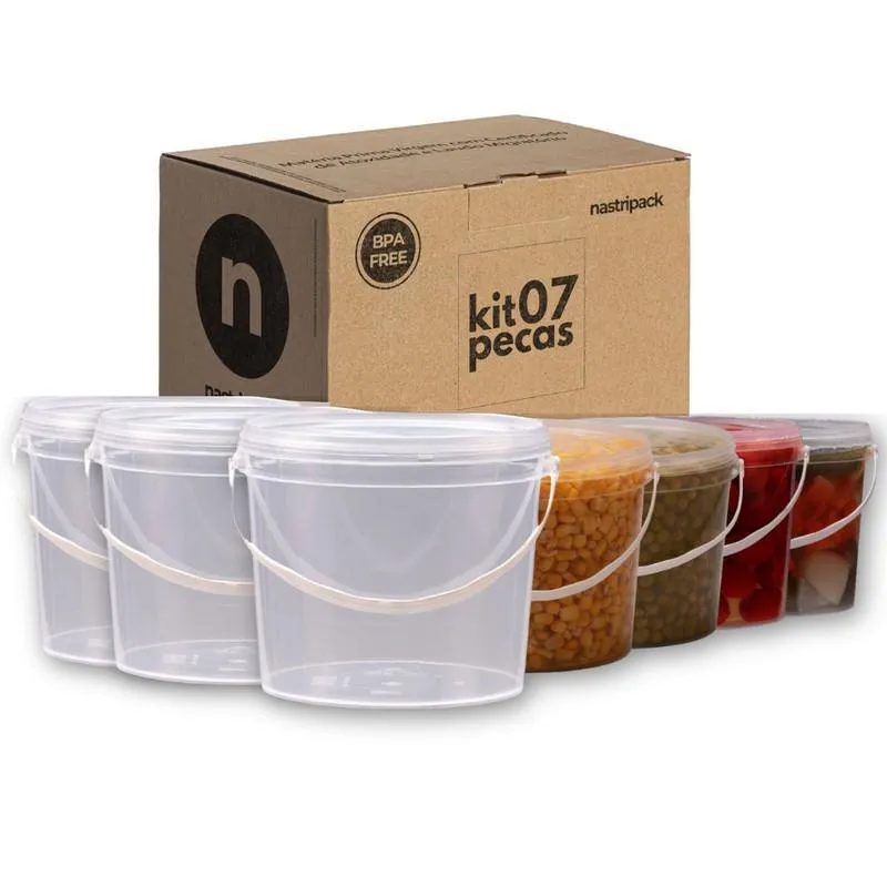 Balde Transparente Com Alça Vedante 7 Pçs