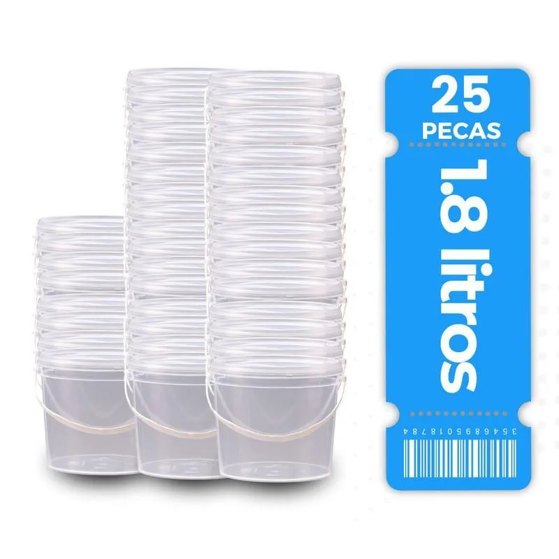 Balde Transparente 1,8l Para Picles 25 Pçs