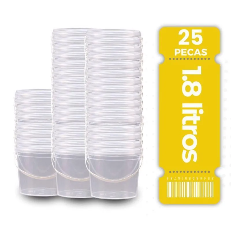 Pote Transparente 1.8L Com Lacre 25 Pçs