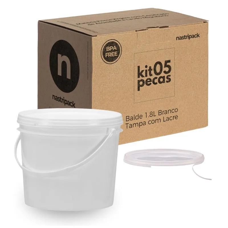 Balde Para Descartar Produtos 1.8L Branco 5 Pçs