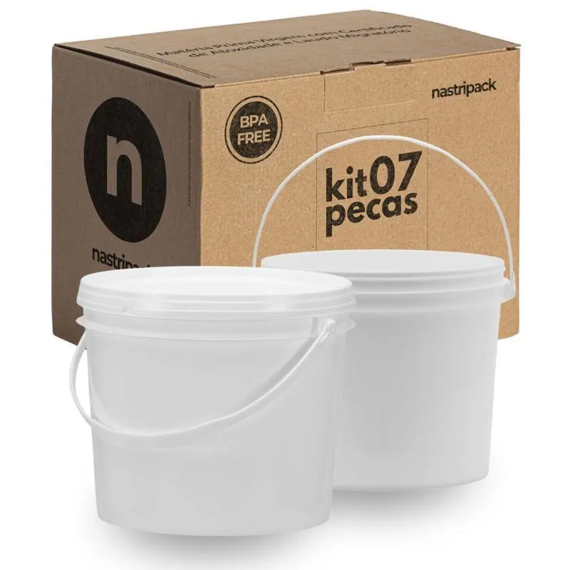 Balde Para Bolo Redondo 1.8 Litros Branco 7 Pçs