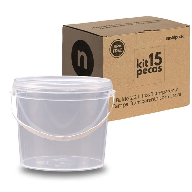 Balde 2.2 Litros Transparente Para Aterramento - Kit 15 Pçs