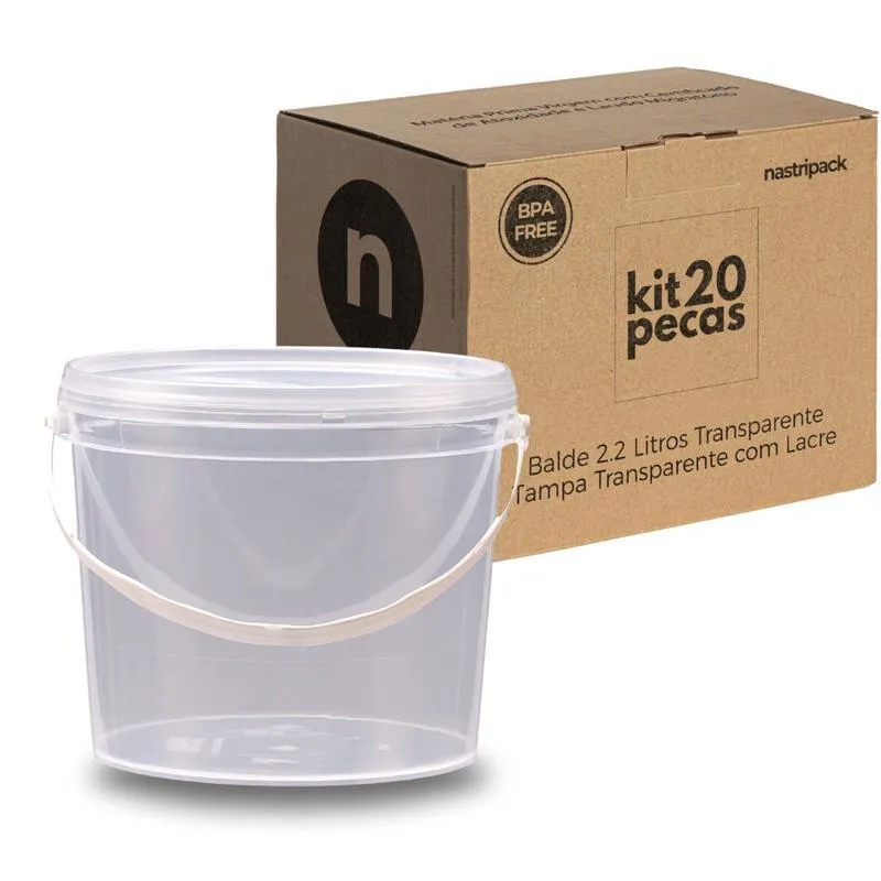Balde Para Restaurante De 2.2l Transparente - Kit 20 Pçs