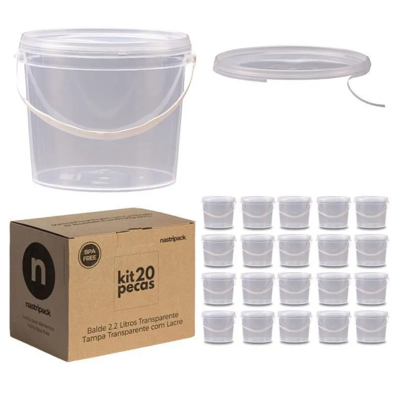Balde 2.2L Transparente Para Gelo Termico - Kit 20 Pçs