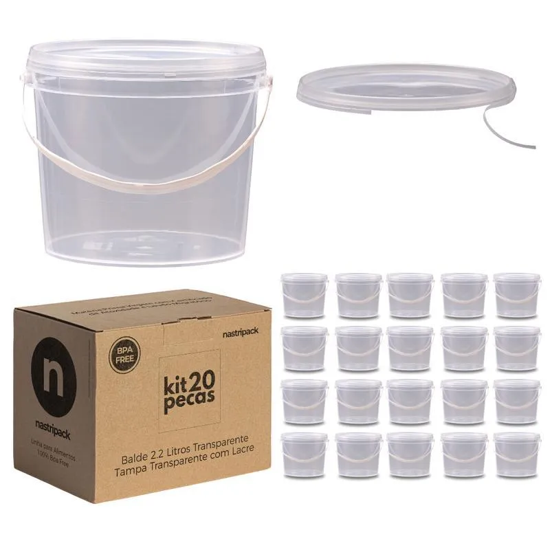 Balde Transparente 2.2l Para Armazenar Geleia - Kit 20 Pçs