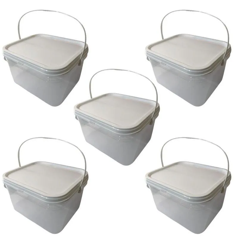 Balde Para Whey 2.4 Litros Transparente-kit 5 Pçs