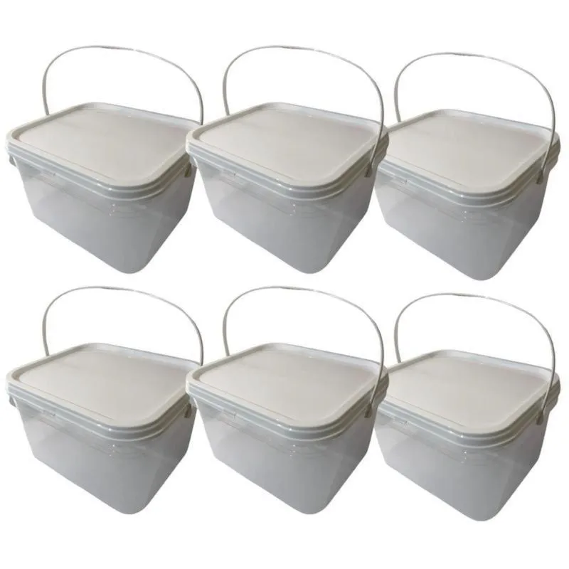 Balde De Plastico Com Tampa-Kit 6 Pçs